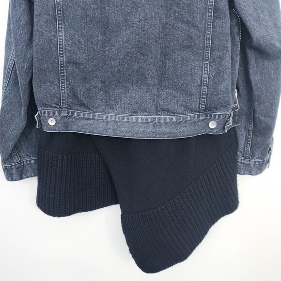 Sacai Hybrid Knitted Wool Cardigan Denim Jacket In Black 3 Large - Picture 9 of 12